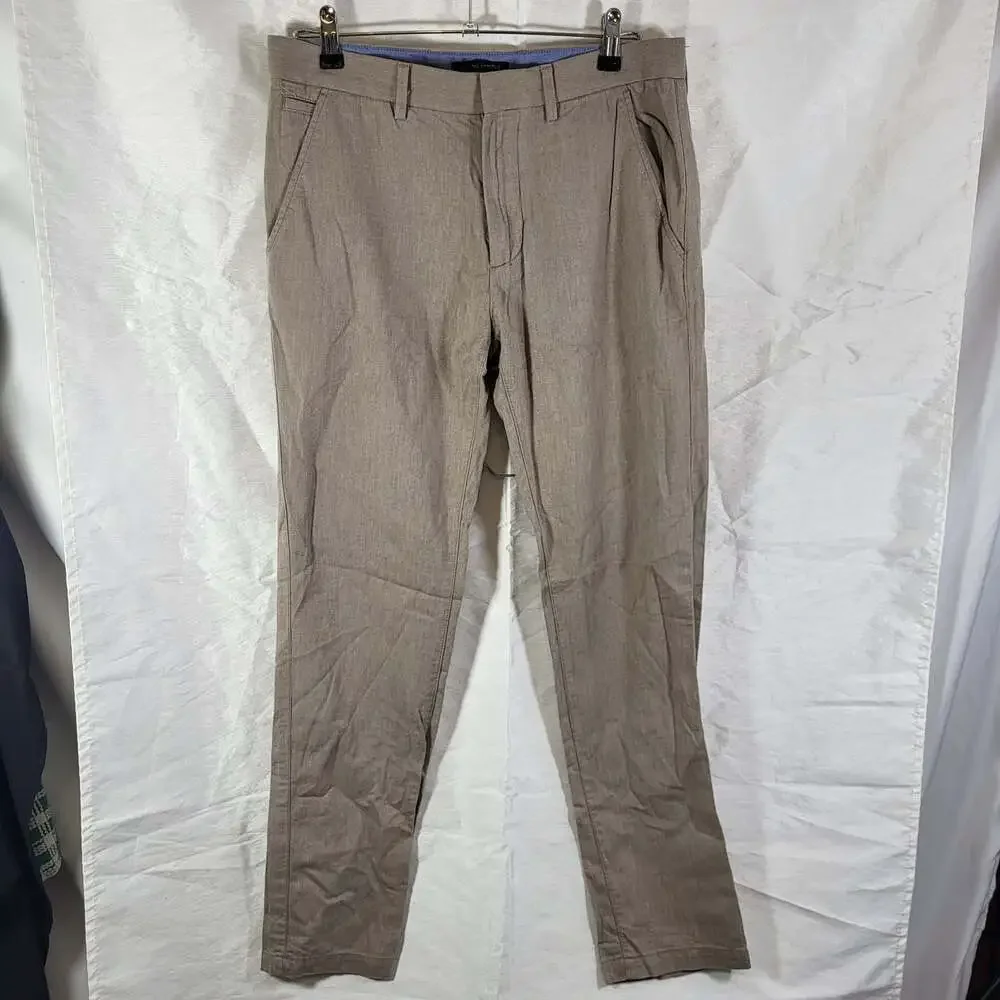 Banana Republic Men's Tan Linen-Blend Casual Trousers, 30 x 32